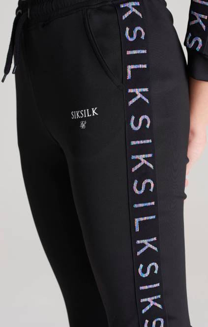 dekleta SikSilk črne prelepljene trenirke oblačila P00V349