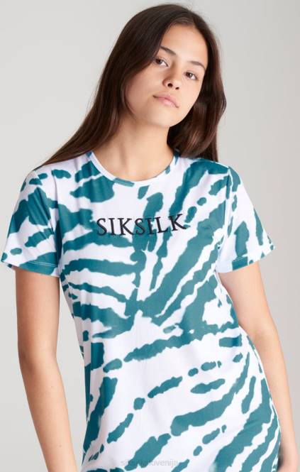 dekleta SikSilk bela tie dye majica s kratkimi rokavi oblačila P00V343