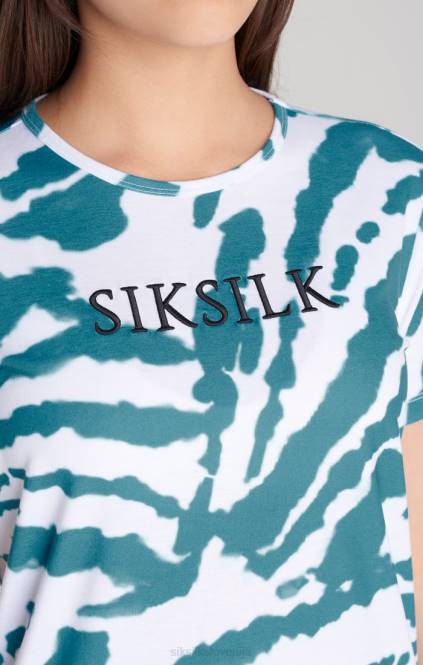 dekleta SikSilk bela tie dye majica s kratkimi rokavi oblačila P00V343