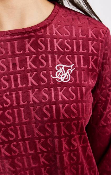 dekleta SikSilk roza majica z dolgimi rokavi iz velurja oblačila P00V345