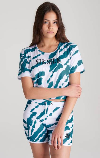 dekleta SikSilk odrezana majica s kratkimi rokavi white tie dye oblačila P00V323