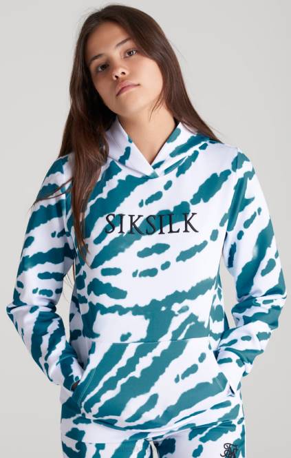 dekleta SikSilk white tie dye pulover s kapuco oblačila P00V339