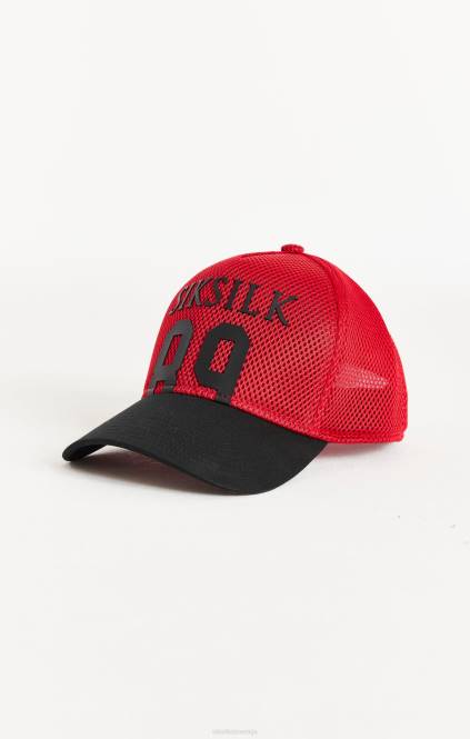 uniseks SikSilk rdeča tovornjaška kapa s polno mrežico 89 pripomoček P00V241