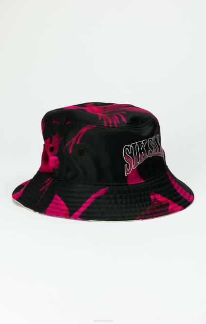 uniseks SikSilk črn klobuk s potiskom, ki ga je mogoče obračati pripomoček P00V232