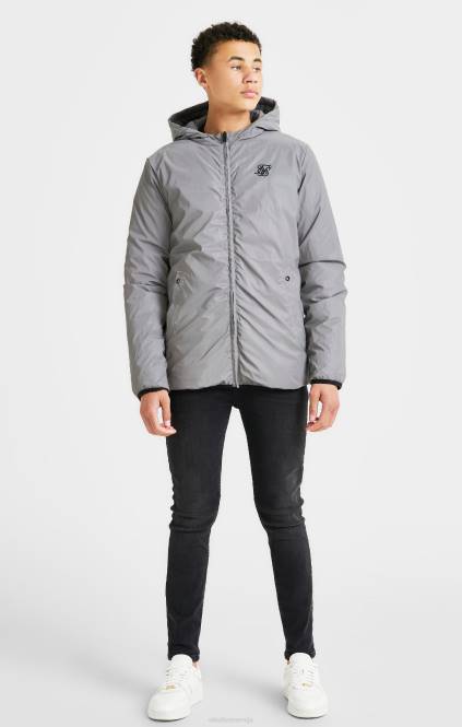 fantje SikSilk siva reverzibilna balončasta jakna oblačila P00V298