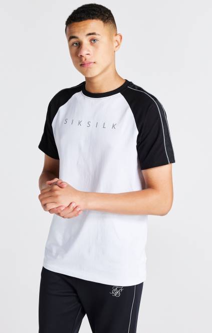 fantje SikSilk bela raglan majica oblačila P00V284