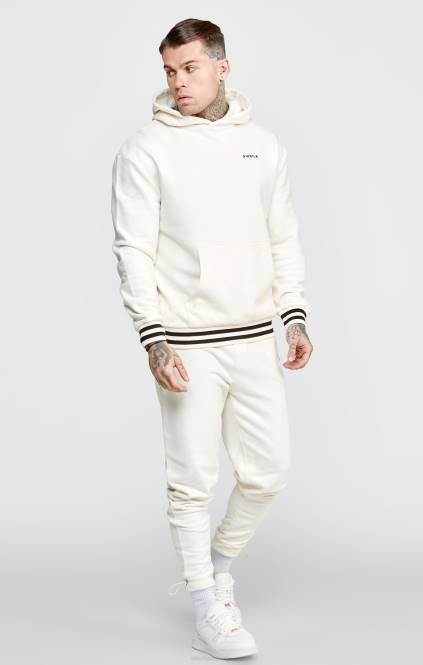 moški SikSilk ecru jogger s črtastim pasom oblačila P00V519