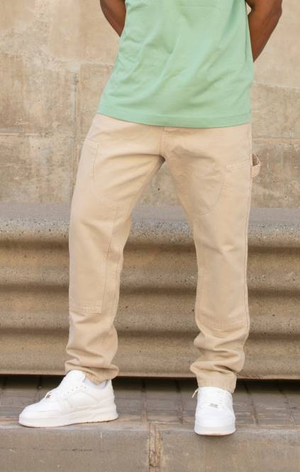 moški SikSilk ecru straight fit carpenter denim oblačila P00V555