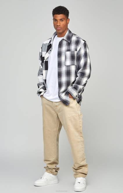 moški SikSilk ecru straight fit carpenter denim oblačila P00V555