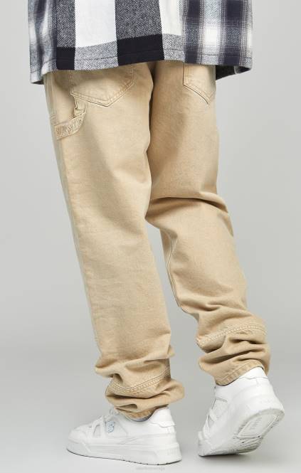 moški SikSilk ecru straight fit carpenter denim oblačila P00V555