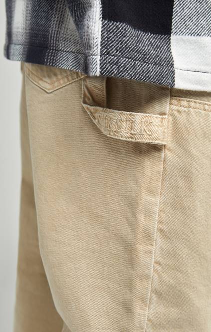 moški SikSilk ecru straight fit carpenter denim oblačila P00V555