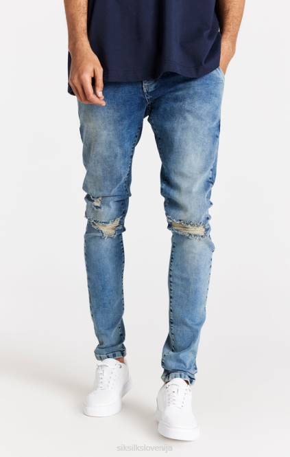 moški SikSilk svetlo modre kavbojke slim fit oblačila P00V558
