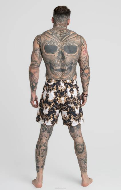 moški SikSilk črno bele beneške kratke kopalke oblačila P00V615