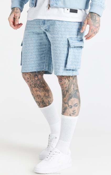moški SikSilk modra žakard denim kargo kratka oblačila P00V593