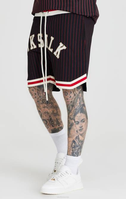 moški SikSilk črna retro klasična kratka košarkarska žoga oblačila P00V609