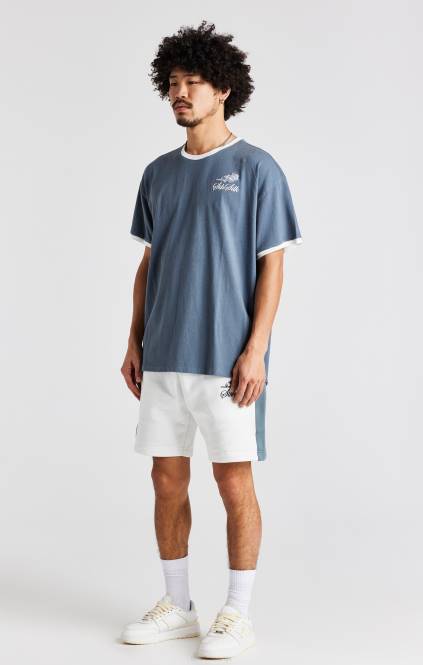 moški SikSilk vezenje bela vrtnica kratka oblačila P00V584