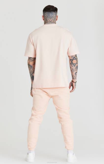 moški SikSilk roza tekaška majica sproščenega kroja z manšetami oblačila P00V534