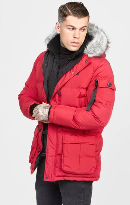 moški SikSilk rdeča arktična parka oblačila P00V470