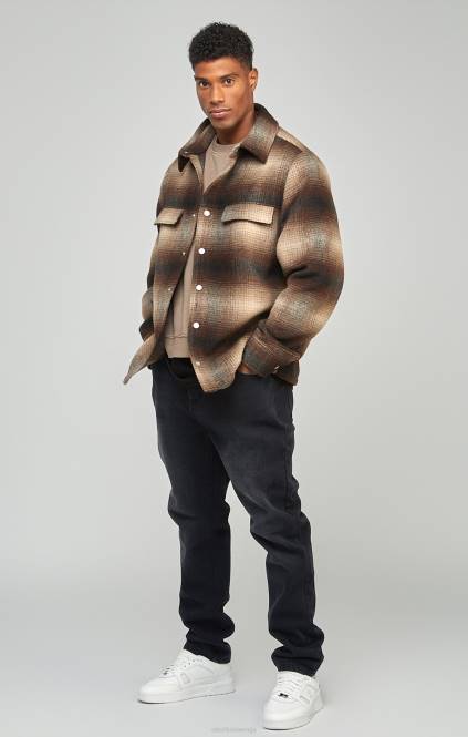 moški SikSilk rjava majica s potiskanim logotipom oblačila P00V467