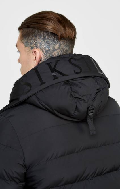 moški SikSilk črn parka plašč oblačila P00V480
