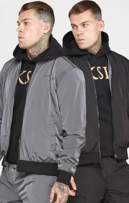 moški SikSilk črn reverzibilni bomber oblačila P00V502