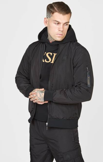 moški SikSilk črn reverzibilni bomber oblačila P00V502