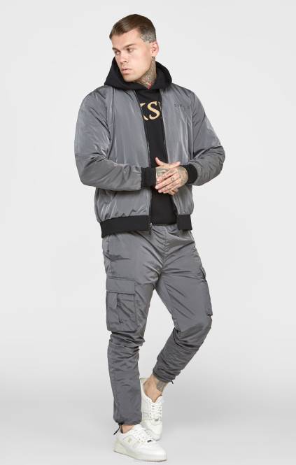 moški SikSilk črn reverzibilni bomber oblačila P00V502