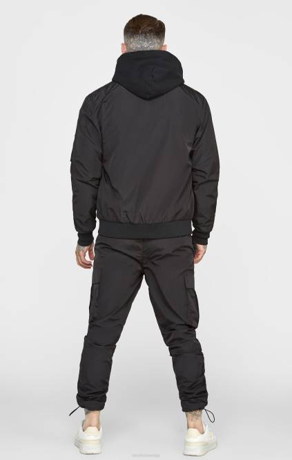 moški SikSilk črn reverzibilni bomber oblačila P00V502