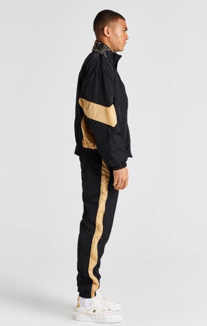 moški SikSilk črna bombažna jakna s podstavki oblačila P00V468