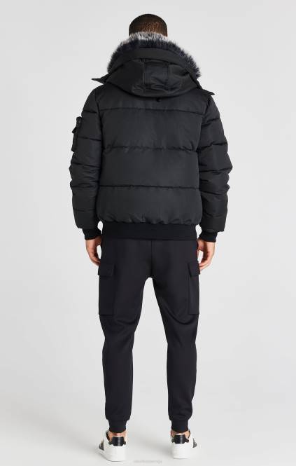 moški SikSilk črna bomber jakna oblačila P00V483