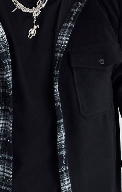 moški SikSilk črna kontrastna majica s kapuco oblačila P00V490