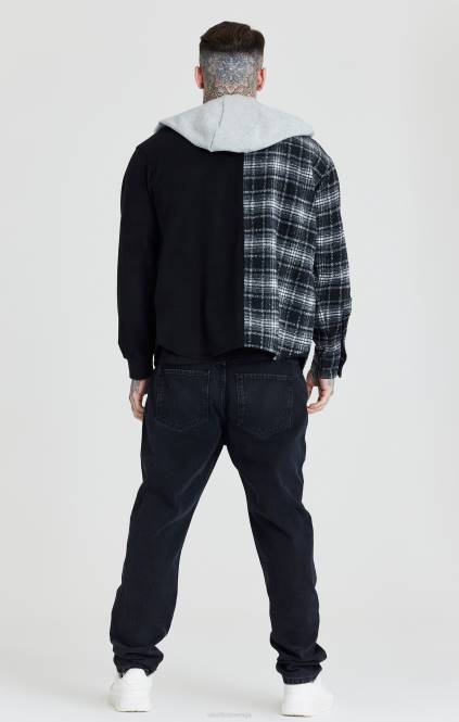 moški SikSilk črna kontrastna majica s kapuco oblačila P00V490