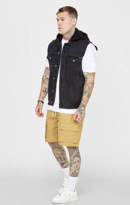 moški SikSilk črna majica s kapuco oblačila P00V472