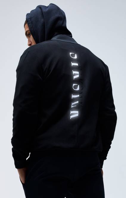 moški SikSilk črna odsevna bomber jakna oblačila P00V475