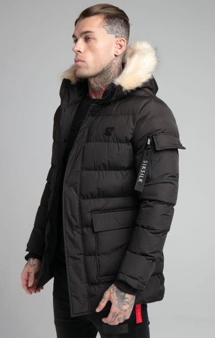 moški SikSilk črna parka Expedition oblačila P00V493
