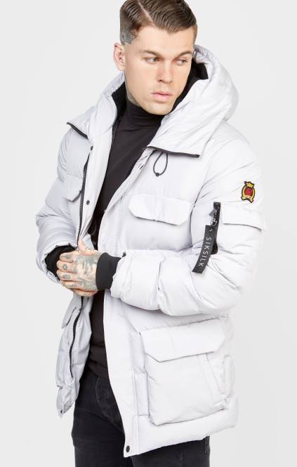 moški SikSilk siva parka jakna oblačila P00V487