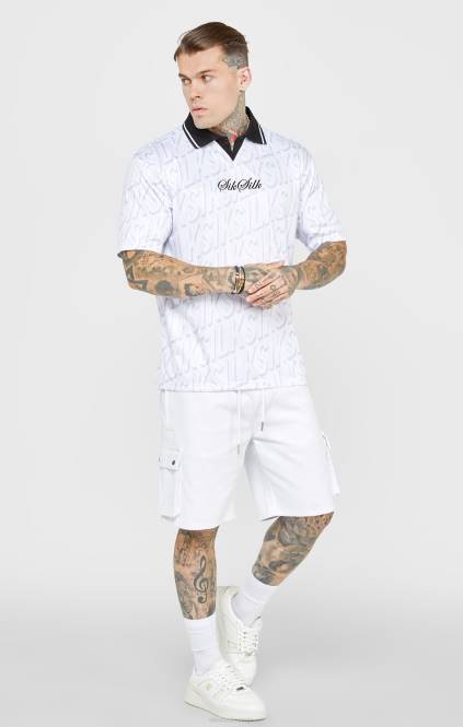 moški SikSilk beli nogometni dres oblačila P00V380