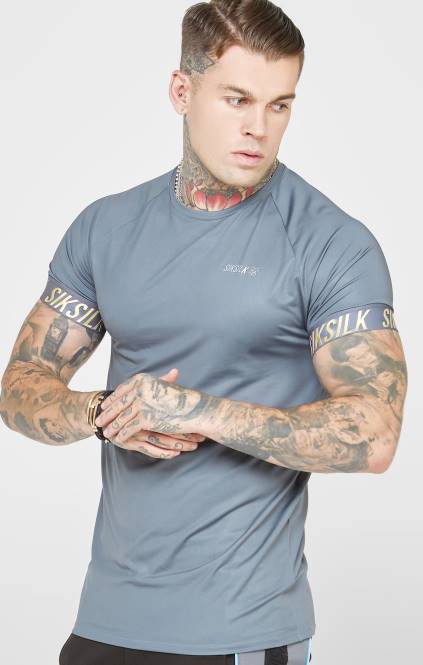 moški SikSilk ogljena športno tehnična majica s kratkimi rokavi oblačila P00V365