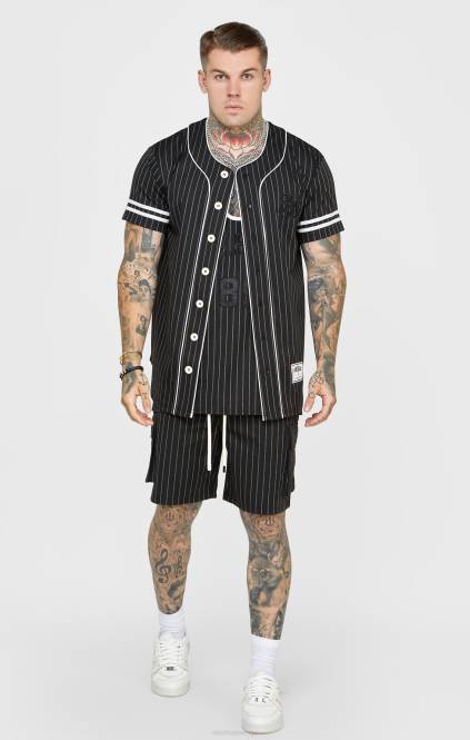 moški SikSilk črn baseball dres oblačila P00V390