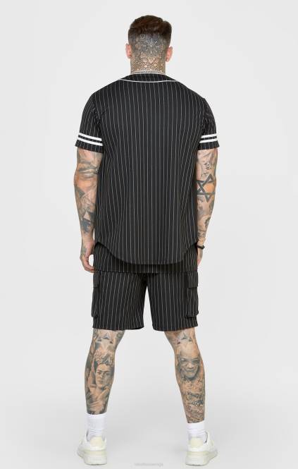 moški SikSilk črn baseball dres oblačila P00V390