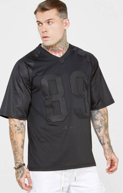 moški SikSilk črna oversized majica s kratkimi rokavi oblačila P00V402