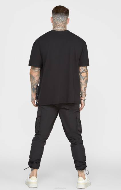moški SikSilk črna velika majica z žepi oblačila P00V399