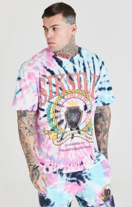 moški SikSilk velika majica tie dye varsity oblačila P00V403
