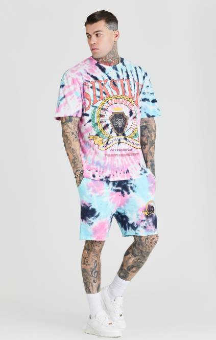 moški SikSilk velika majica tie dye varsity oblačila P00V403