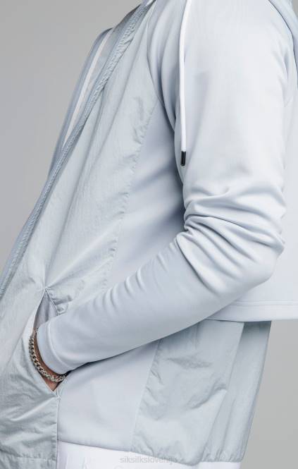 moški SikSilk modra majica s kapuco iz zmečkanega najlona z zadrgo oblačila P00V455