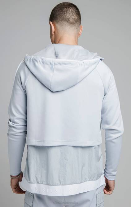 moški SikSilk modra majica s kapuco iz zmečkanega najlona z zadrgo oblačila P00V455