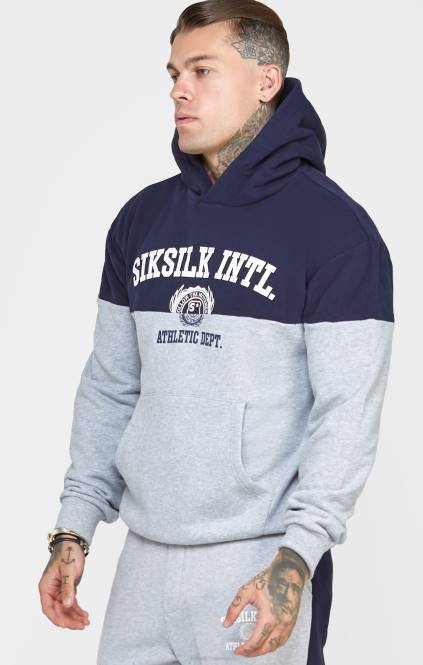 moški SikSilk mornarsko krojen in sešit prevelik pulover s kapuco oblačila P00V442