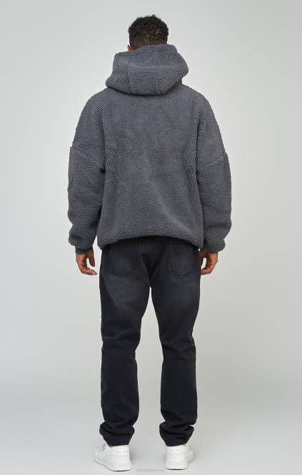 moški SikSilk oglje borg 89 pulover s kapuco z aplikacijo oblačila P00V458