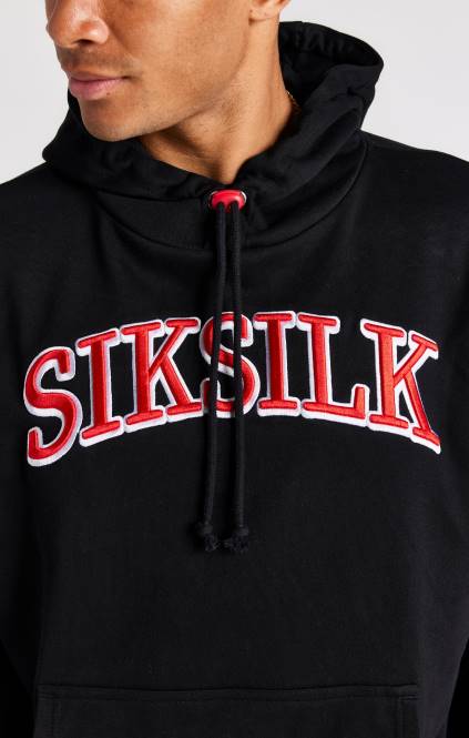 moški SikSilk črn oversized pulover s kapuco oblačila P00V426