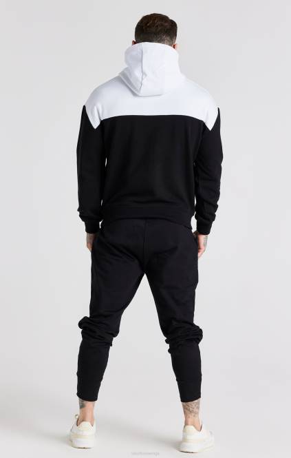 moški SikSilk črn prevelik pulover s kapuco z retro potiskom 89 oblačila P00V457